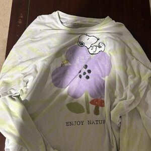 Peanuts Long Sleeve Tee White and Green